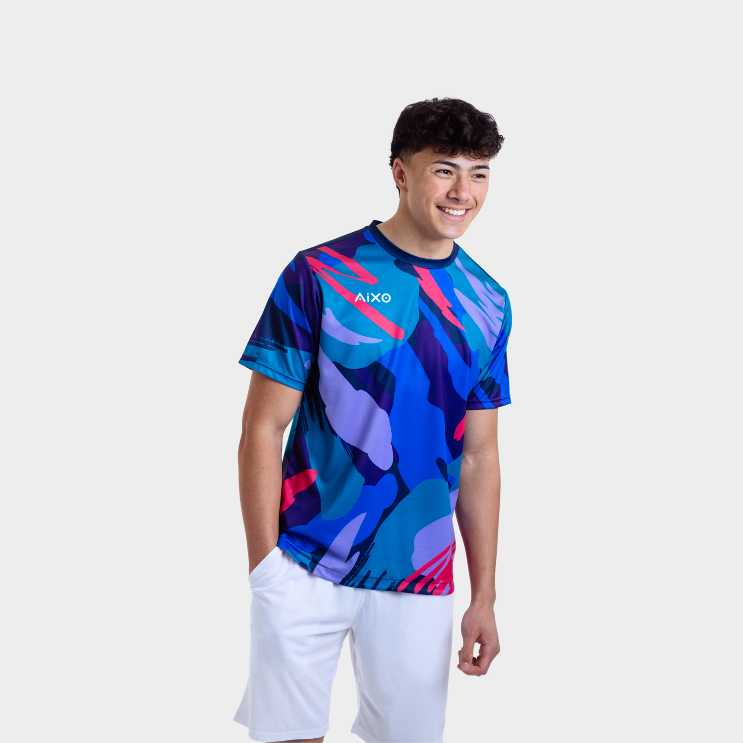 Aixo Abstract Mens Top Multicolour Dark