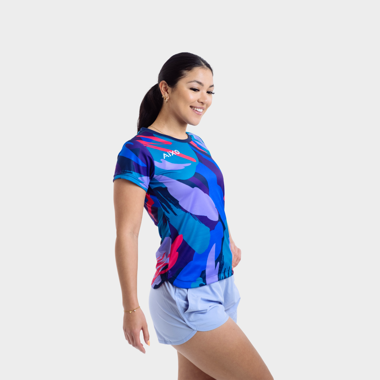 Aixo Abstract Womens Top Multicolour Dark