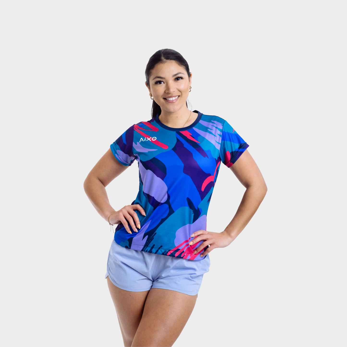 Aixo Abstract Womens Top Multicolour Dark