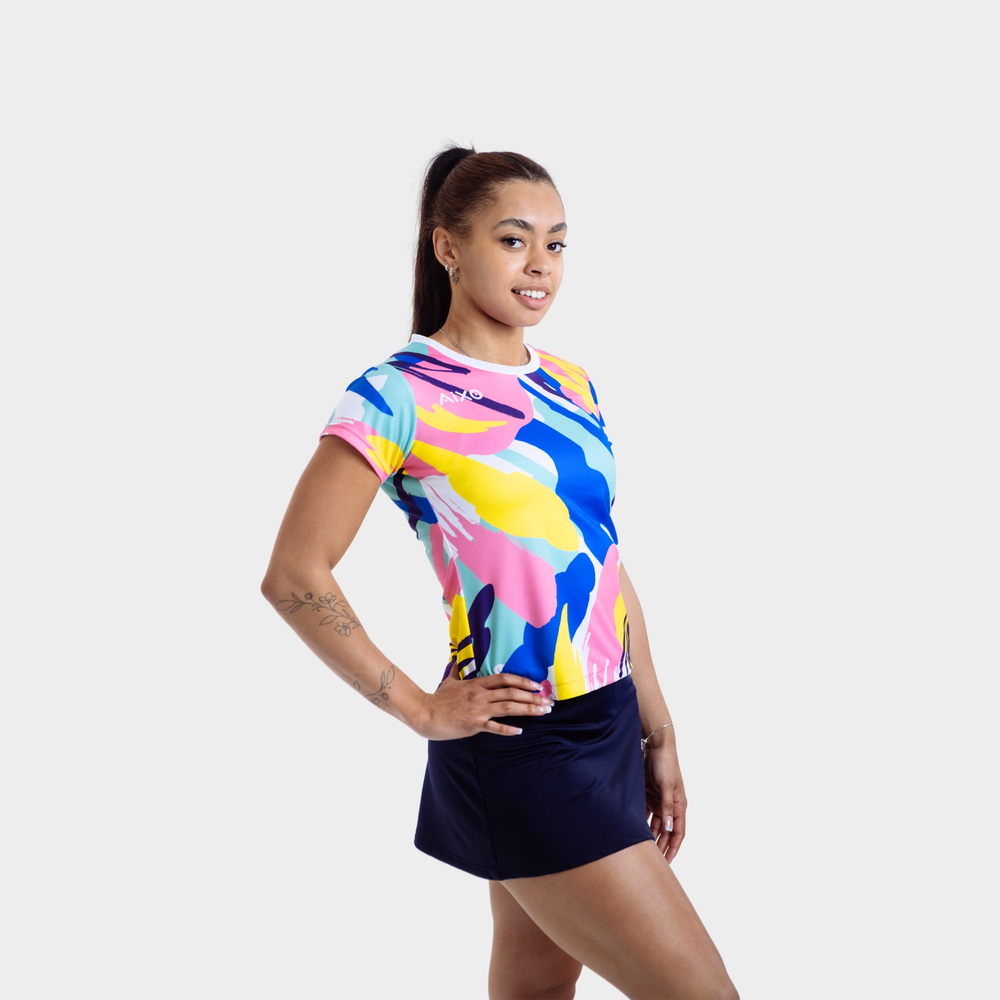 AIXO Abstract women’s top in multicolour