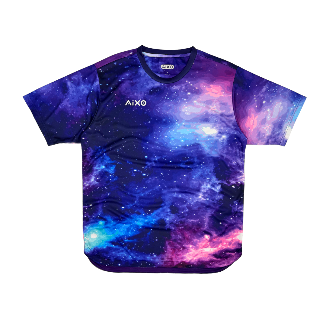 AIXO Spaceballs Mens T-Shirt - Purple racket sports T-shirt – main / front view