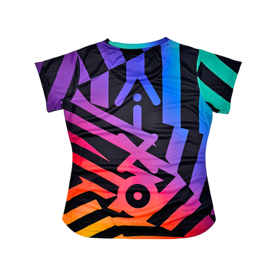 AIXO Rainbow Chaos Womens T-Shirt - Black – reverse / back view