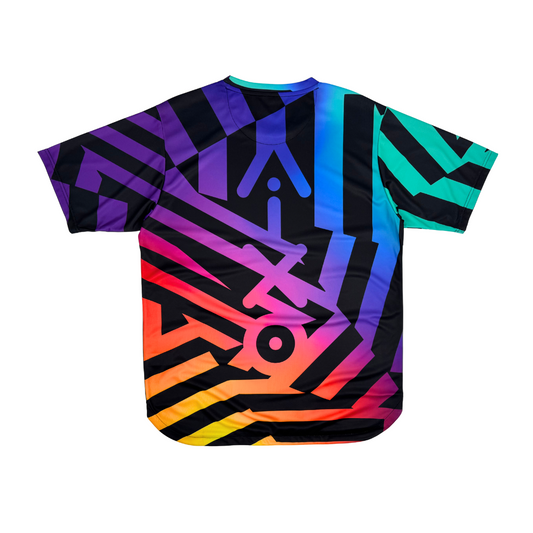 AIXO Rainbow Chaos Mens T-Shirt - Black – reverse / back view