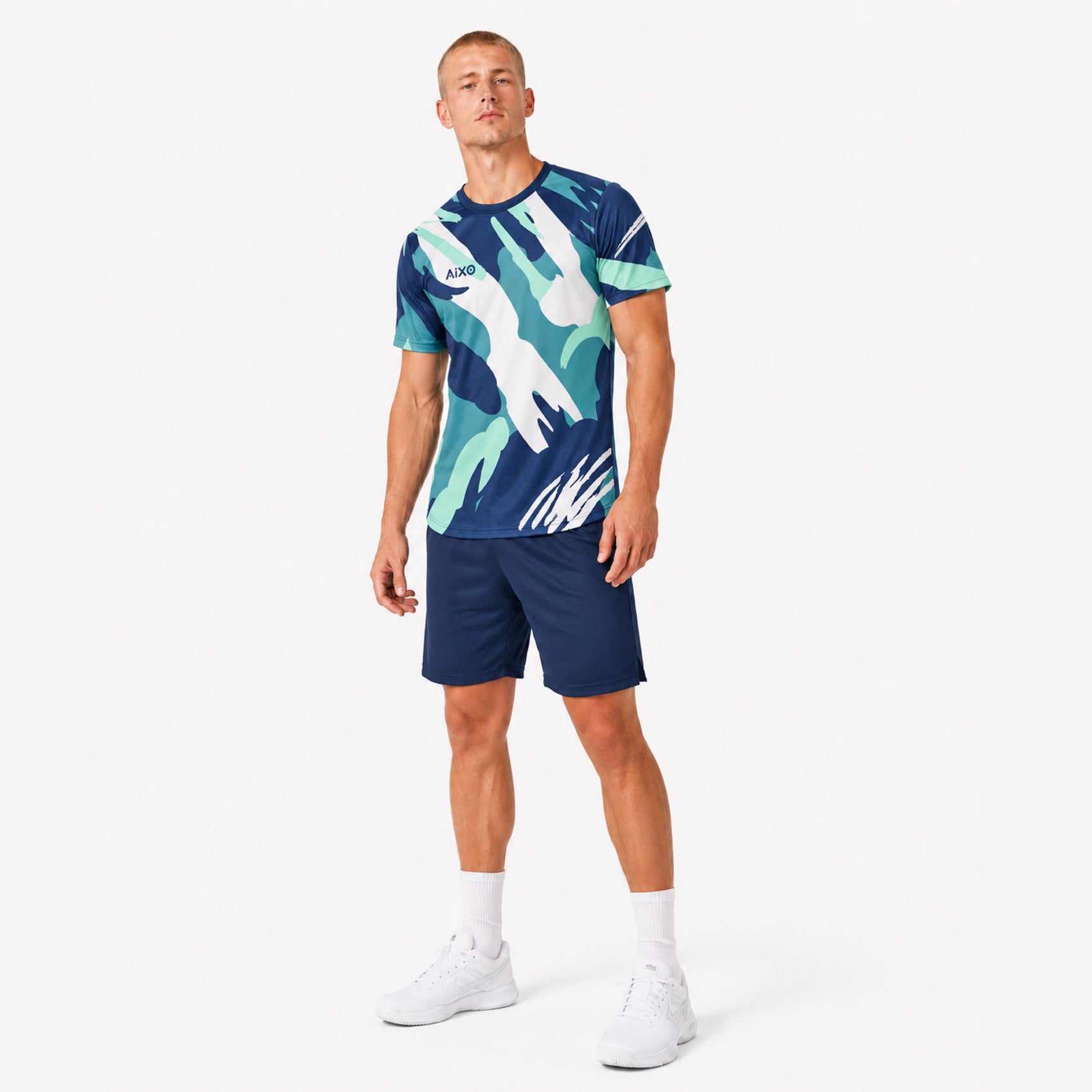 AIXO Abstract Mens T-Shirt  - Navy