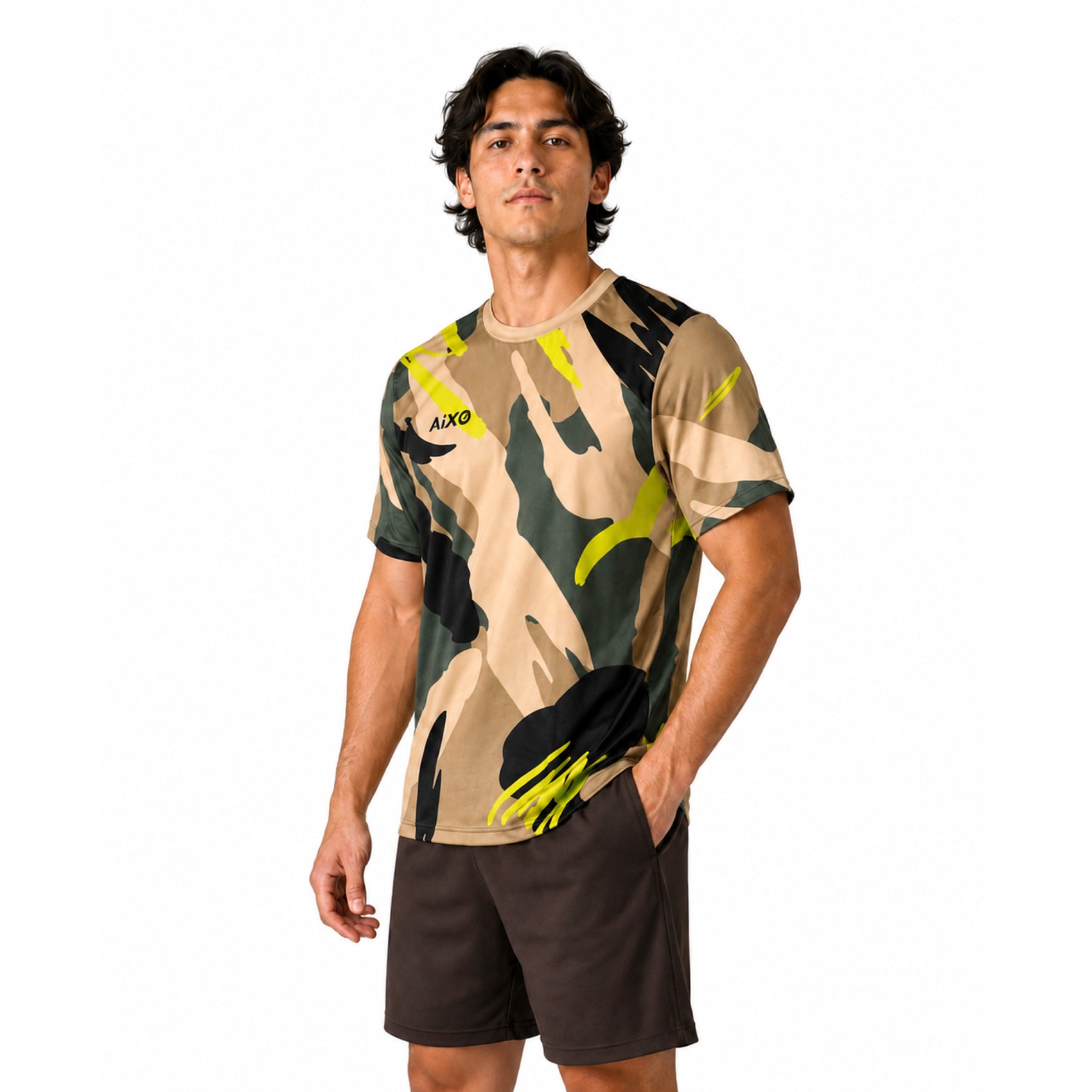 AIXO Abstract Mens T-Shirt - Stone