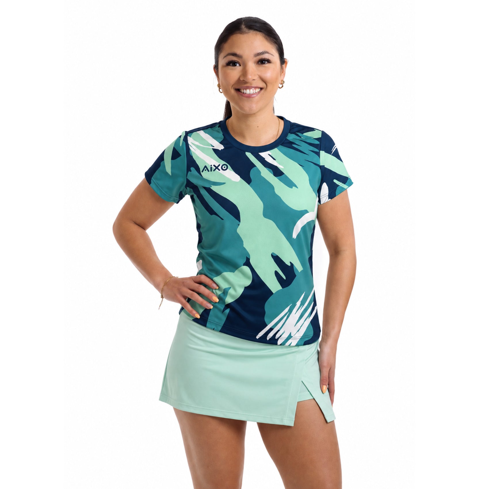 AIXO Abstract Womens T-Shirt - Navy