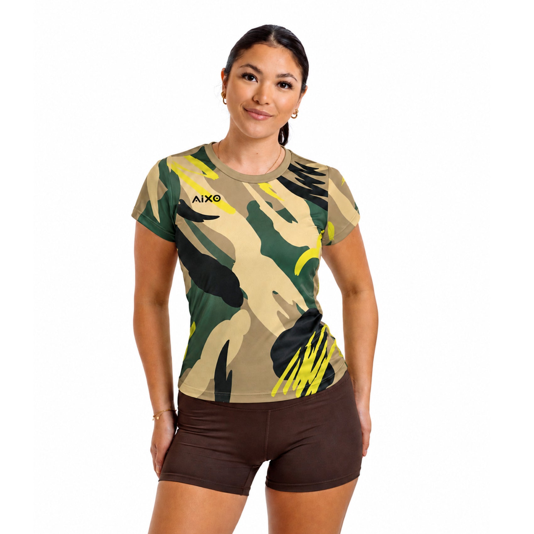 AIXO Abstract Womens T-Shirt - Stone