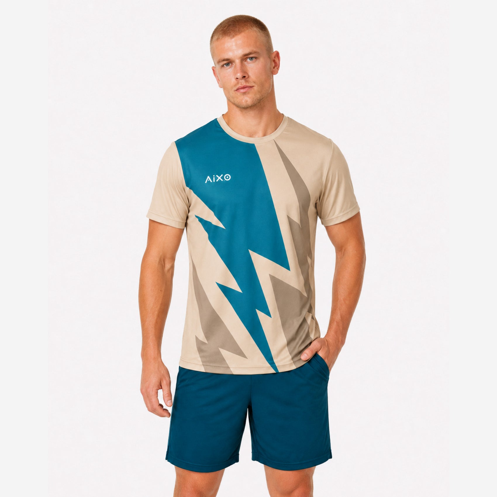AIXO Bolt  Mens T-Shirt - Stone
