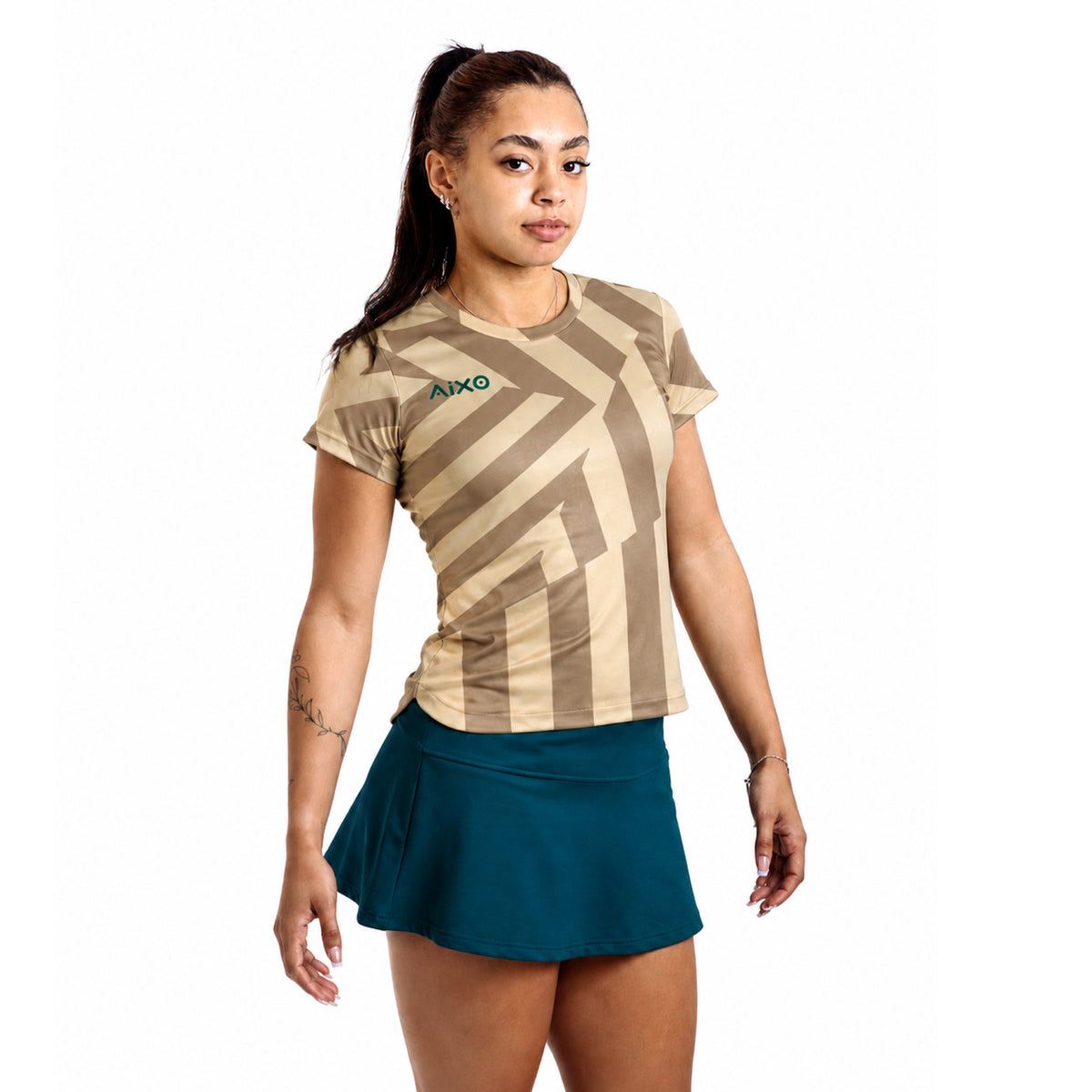 AIXO Chaos Camo Womens T-Shirt - Stone