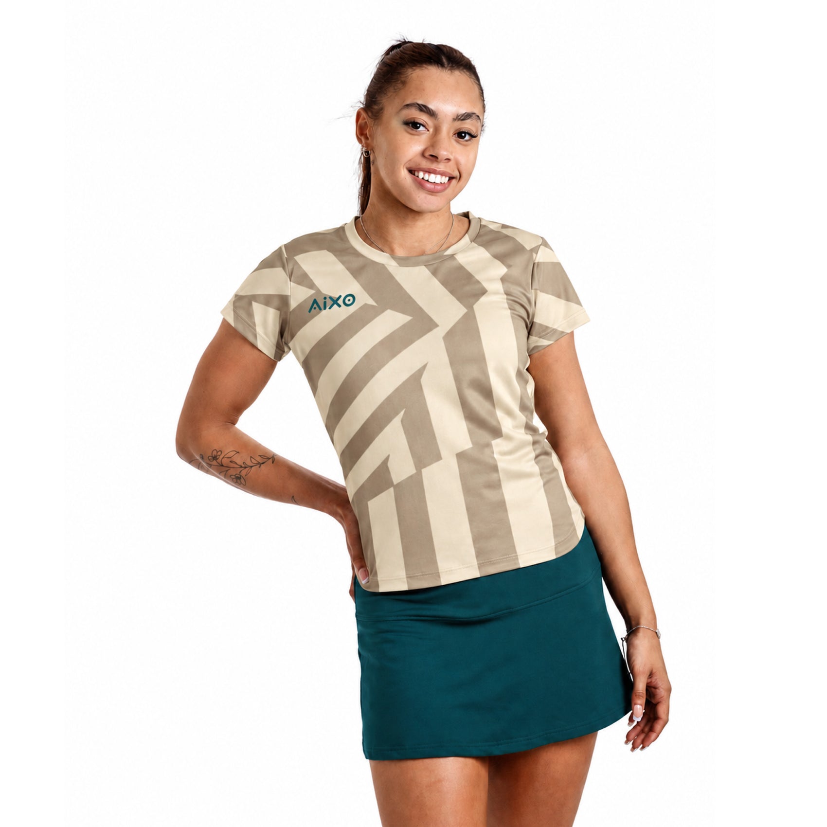 AIXO Chaos Camo Womens T-Shirt - Stone