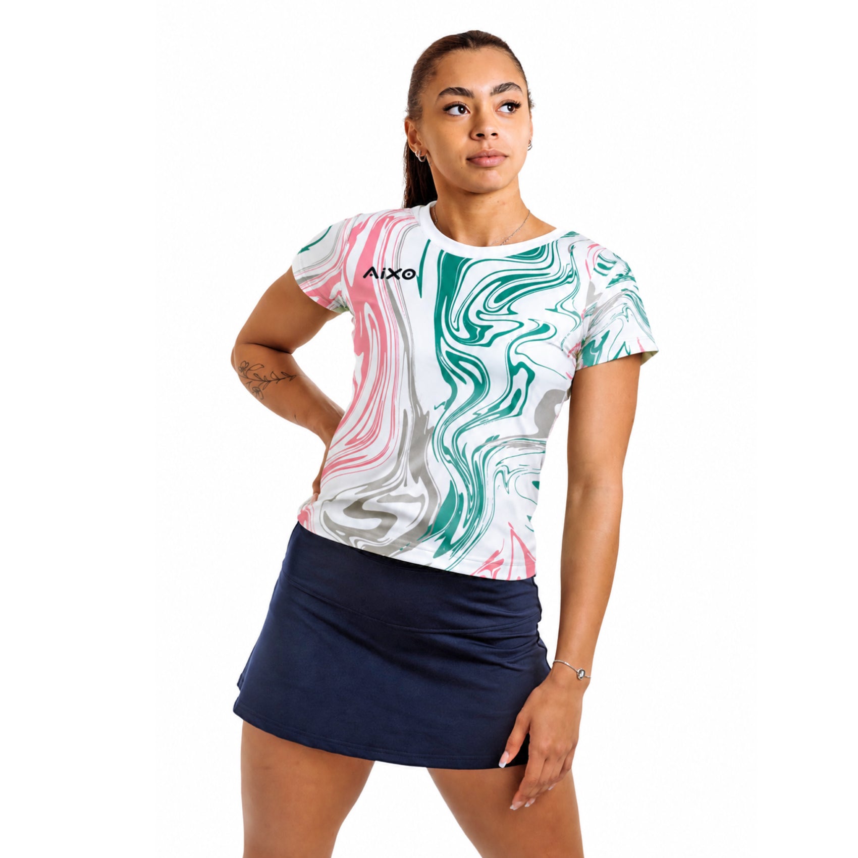 Aixo Chrome Womens T-Shirt - White