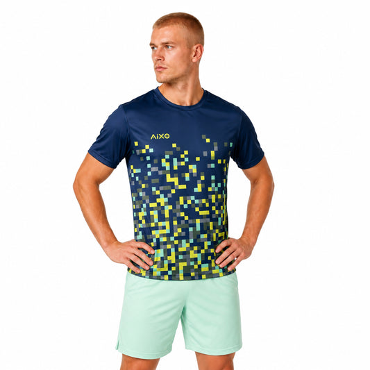 AIXO Pixel Mens T-Shirt - Navy