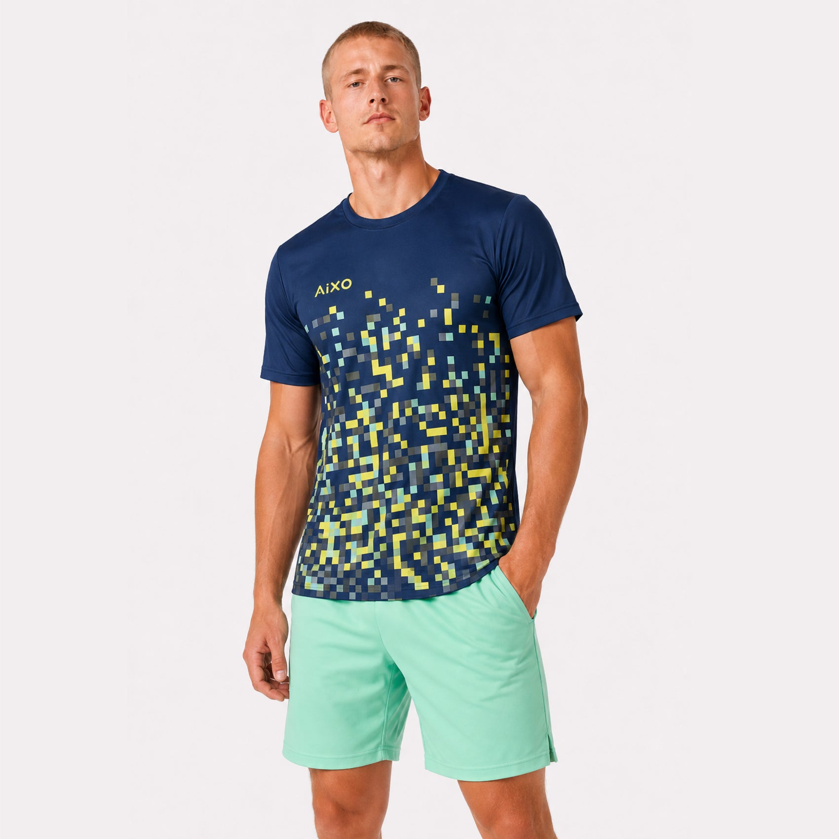 AIXO Pixel Mens T-Shirt - Navy