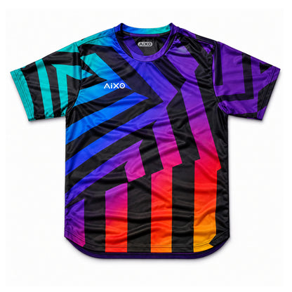 Aixo Rainbow Chaos Mens T-Shirt - Black