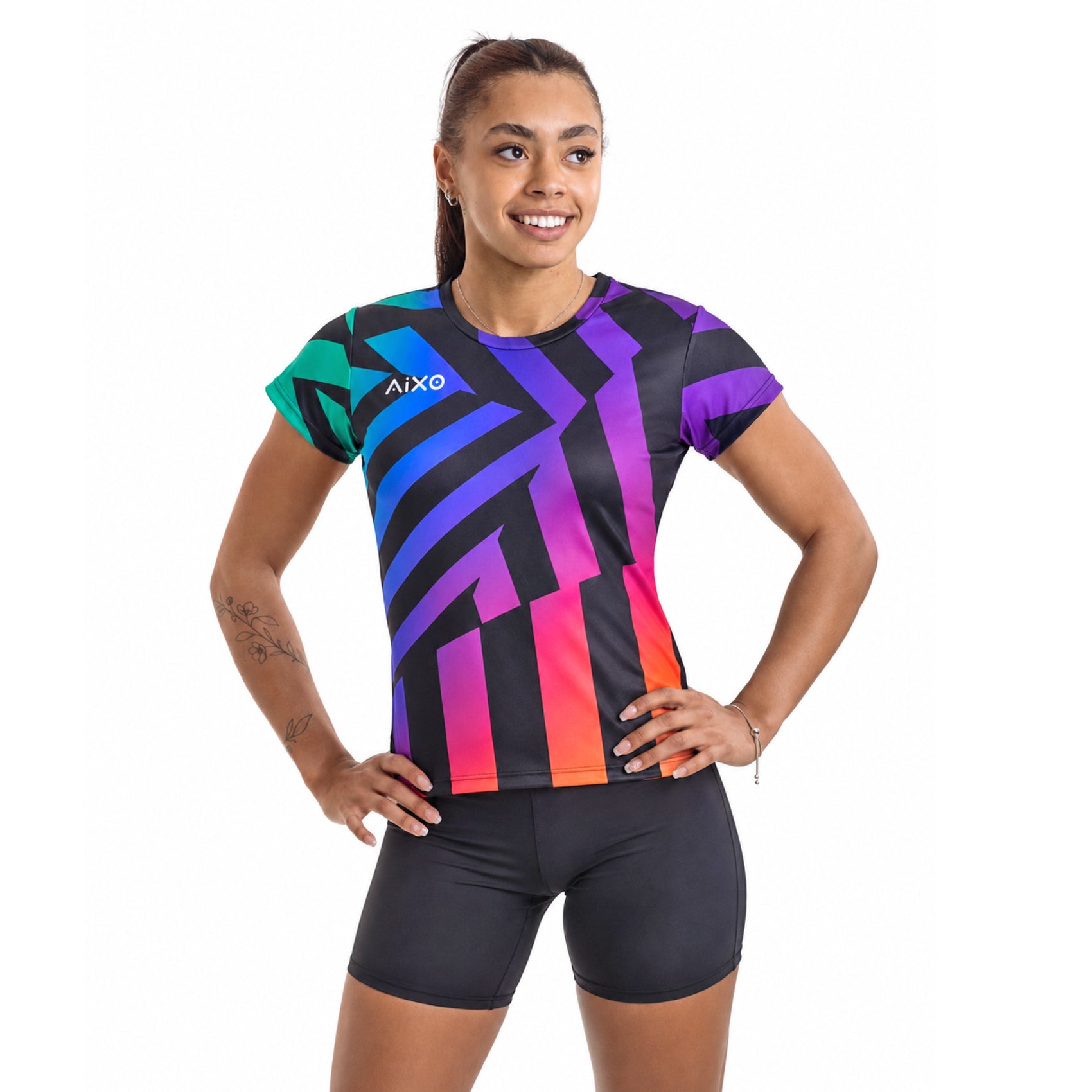 Aixo Rainbow Chaos Womens T-Shirt - Black