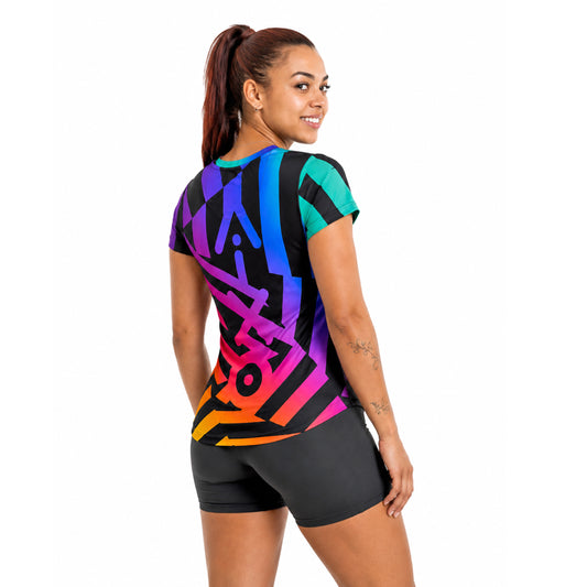 Aixo Rainbow Chaos Womens T-Shirt - Black