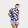 Aixo Checker Womens Top Grey