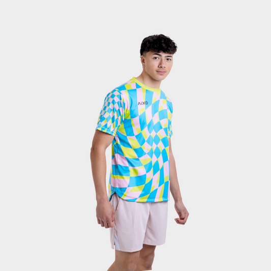 Aixo Checker Mens Top Lime