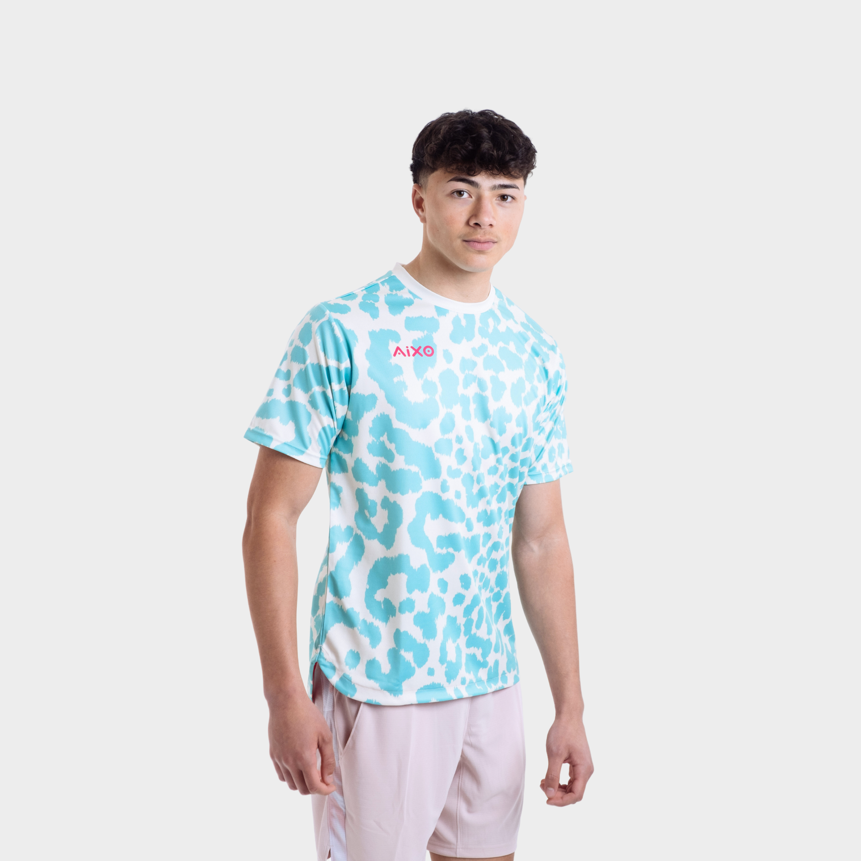 Aixo Leopard Mens Top Ivory
