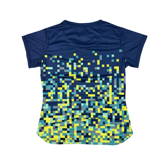 AIXO Pixel Womens T-Shirt - Navy – reverse / back view