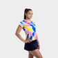 Aixo Abstract Womens Top Multicolour Dark