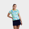 Aixo Checker Womens Top Lime