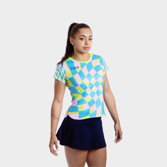 Aixo Checker Womens Top Lime