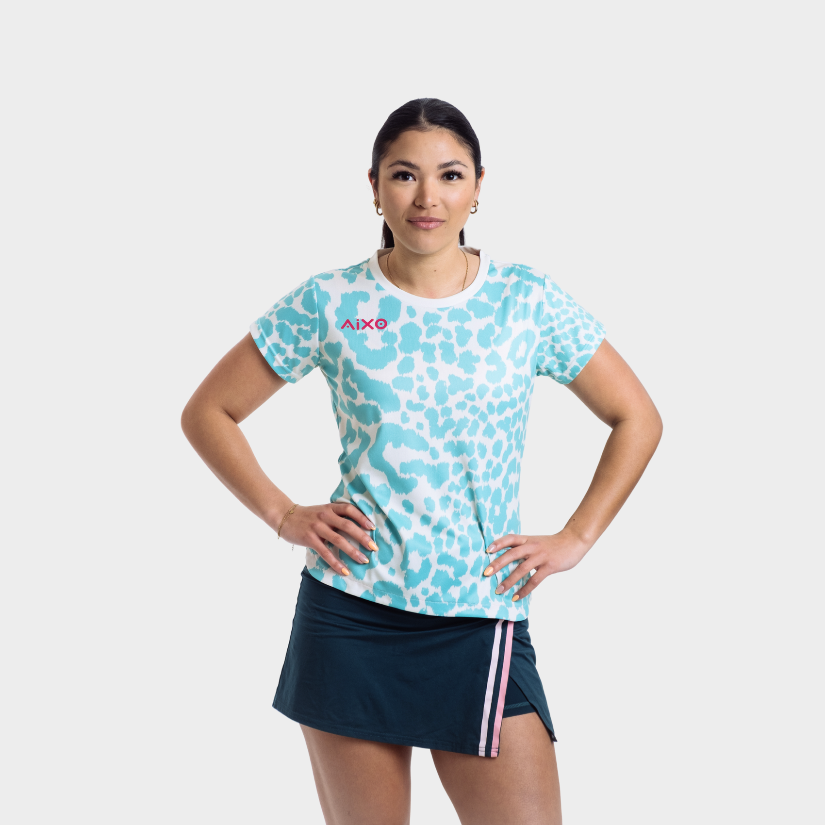 Aixo Leopard Womens Top Ivory